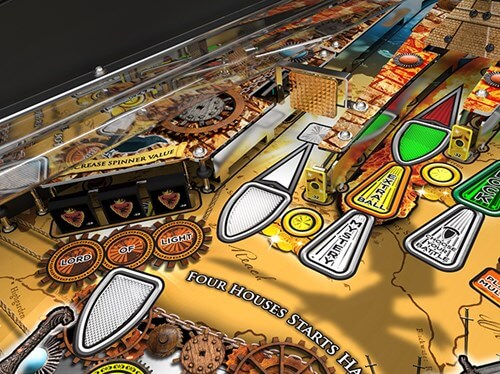 PRO_3bankspinner.jpg Game of Thrones Pro Pinball Machine by Stern