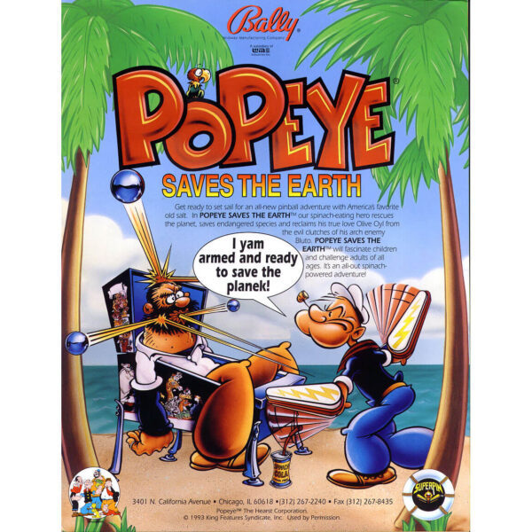 Popeye Pinball Machine by Bally