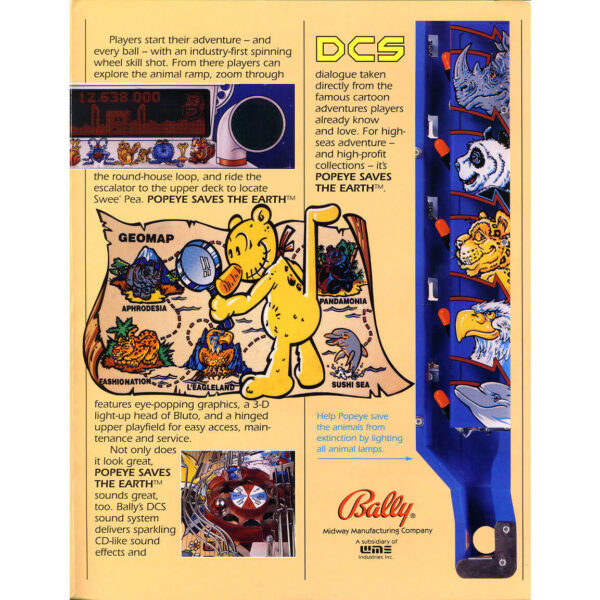 Popeye Pinball Machine by Bally