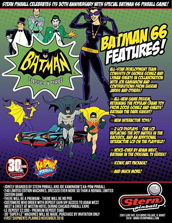 Batman 66 Premium Pinball Machine by Stern