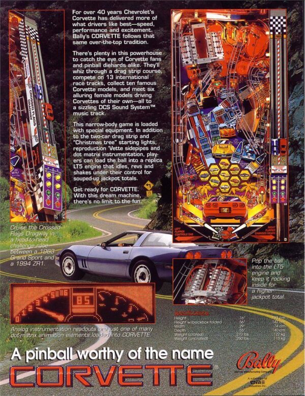 Corvette Pinball Machine by Bally
