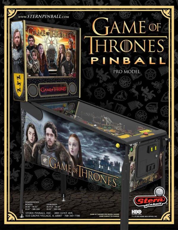 gotflyer.jpg Game of Thrones Pro Pinball Machine by Stern