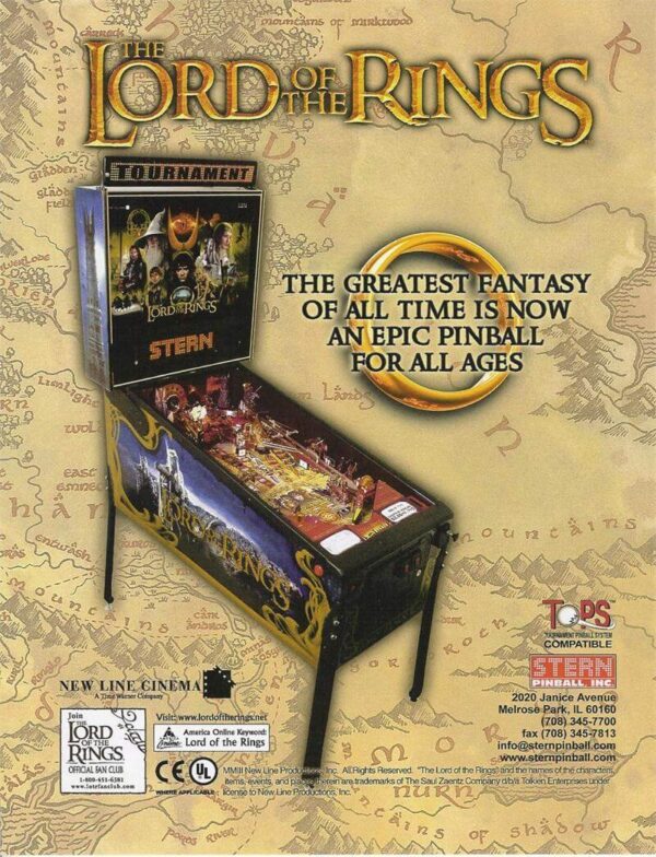lotrflyer1.jpg Lord of the Rings Pinball Machine by Stern