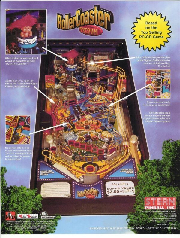 rctflyer2.jpg Roller Coaster Tycoon Pinball Machine by Stern